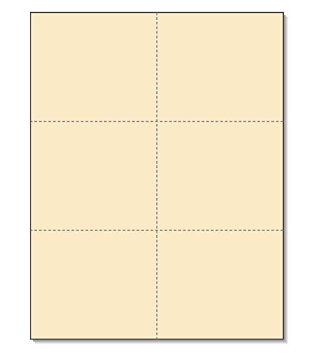 8-1/2" x 11" Laser/Inkjet Postcards 6 Per Page, (4-1/4" x 3.66" Each Card - Manila)