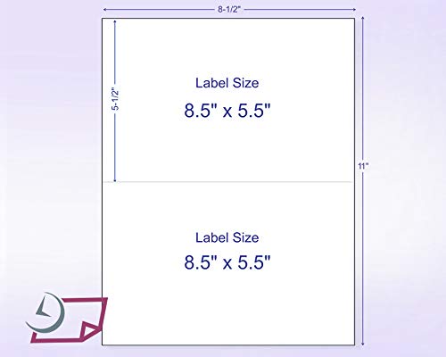 8-1/2 x 11" Neon Color High Light Fluorescent Labels for Laser & Inkjet Printer. Green Fluorescent, 8-1/2" x 5-1/2" - 2 Per Page.