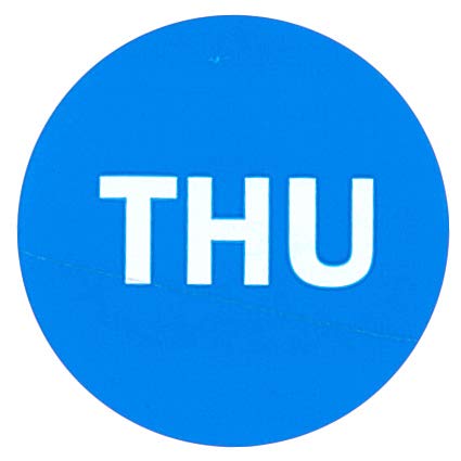 Round Thursday Day of The Week Color Coding Labels (2 Blue Stickers -500 per Roll)