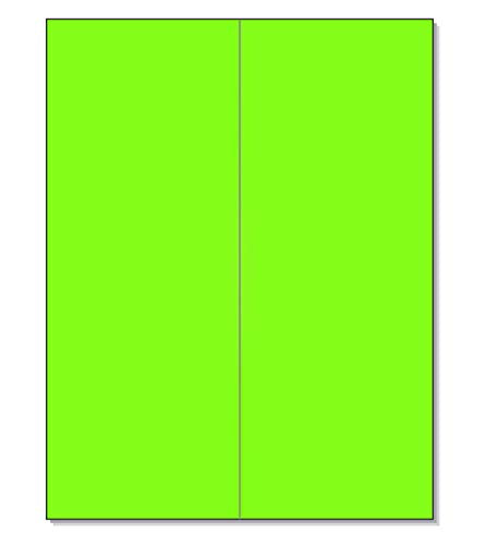 8-1/2 x 11" Neon Color High Light Fluorescent Labels for Laser & Inkjet Printer. Green Fluorescent, 4-1/4" x 11" - 2 Per Page.