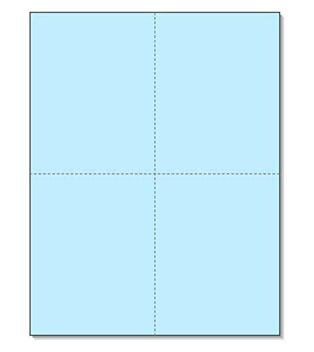 8-1/2" x 11" Laser/Inkjet Postcards 4 Per Page, (4-1/4" x 5-1/2" Each Card - Blue)