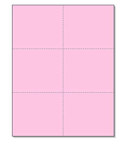 8-1/2" x 11" Laser/Inkjet Postcards 6 Per Page, (4-1/4" x 3.66" Each Card - Pink)