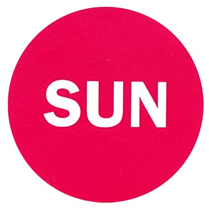 2" Round Hot Pink Day of The Week Color Coding Stickers, 500 per Roll (Sun)