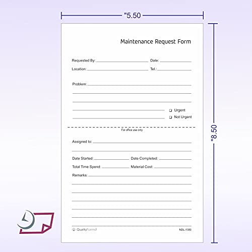 NCR Carbonless Maintenance Request Forms (3 Part, 100 Sets)