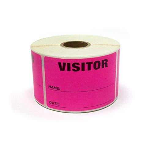 3 x 2 Fluorescent Color Visitor Labels Pass, 500 Per Roll (Pink)