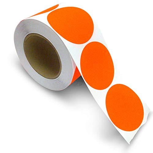 Blank Color Coding Stickers, Writable Surface 500 Permanent Labels per Roll (Red Fluorescent, 3" Circle)