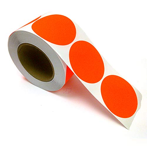 Blank Color Coding Stickers, Writable Surface 500 Permanent Labels per Roll (Red Fluorescent, 2" Circle)