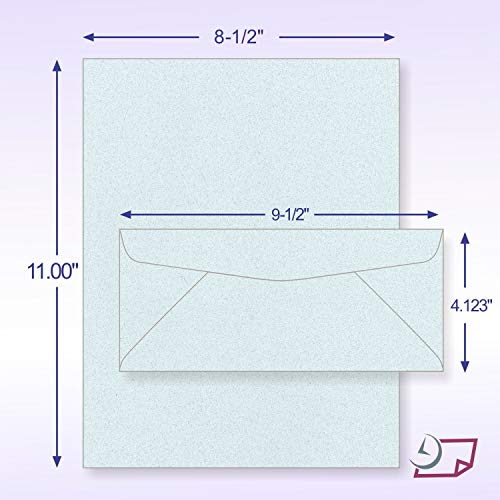NextFiber 8-1/2" x 11" Letter Heads & #10 Reg. Envelopes Create invitations, Certificates, Events, Parties, Birthday, Showers, Proposals, Presentations, Resumes and much more (Ice Blue)