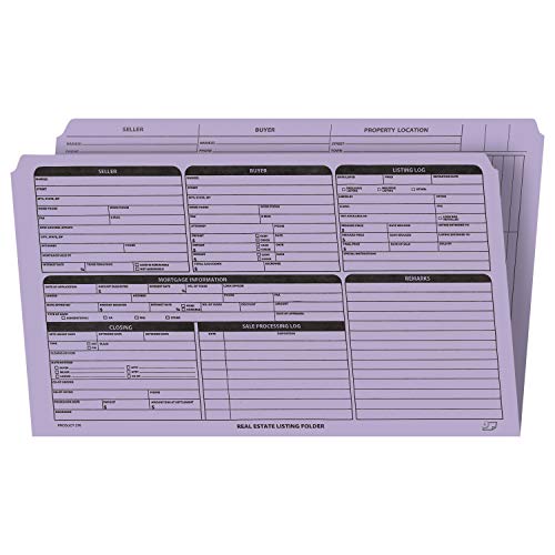 Real Estate Listing Folder Right Panel List, Pre-Printed, Lavender, Legal Size - Pack of 25.