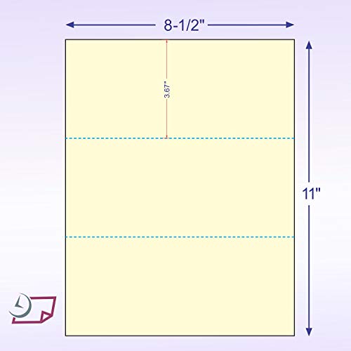 8-1/2 x 11" Letter Size Perforated Paper (Canary, Perf @ 3-2/3" and 7-1/3")