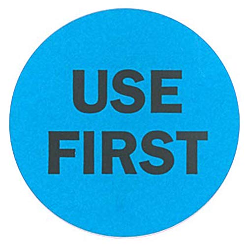 2 Inch Round Blue Labels for Inventory Food Rotation Control, 500 Stickers Per Roll (Use First)