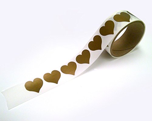 Scratch Off Labels Stickers, Designed to Create Your own Scratch-Off Cards, Raffles, Promotions, Wedding, Fun, Games etc. (1-1/4 Heart - Gold, 100)