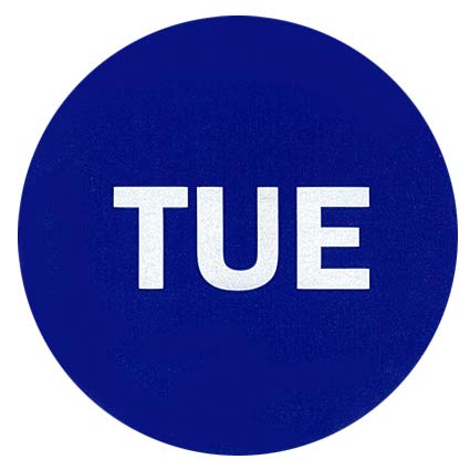 2" Round Day of The Week Blue Color Coding Dot Stickers, 500 per Roll (Tue)