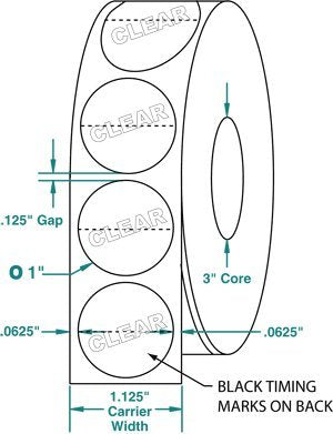 Compulabel 910258 Wafer Tab Seals, 1 inch Diameter, Translucent with Horizontal Perf, 5,000 per Roll, Case of 50,000