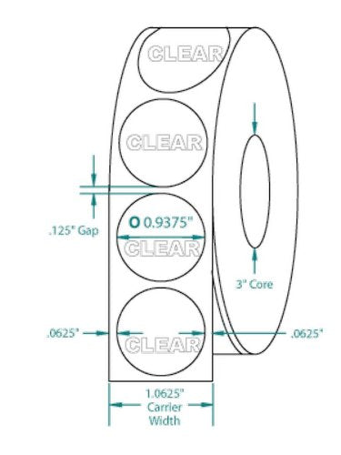 0.9375" Translucent Wafer Tab Seals 5000 Labels per Roll (20 Rolls per Carton)