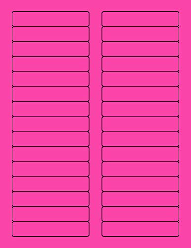 8-1/2 x 11" Neon Color High Light Fluorescent Labels for Laser & Inkjet Printer. Pink Fluorescent, 2/3" x 3-7/16" - 30 Per Page.