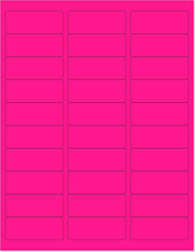 8-1/2 x 11" Neon Color High Light Fluorescent Labels for Laser & Inkjet Printer. Pink Fluorescent, 1" x 2-5/8" - 30 Per Page.