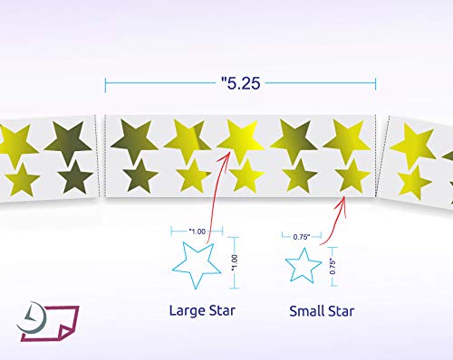 Metallic Foil Star Stickers, Assorted Sizes, ¾ and 1 - 450 Labels per Roll with perf on roll After Every 10 Labels (Gold)
