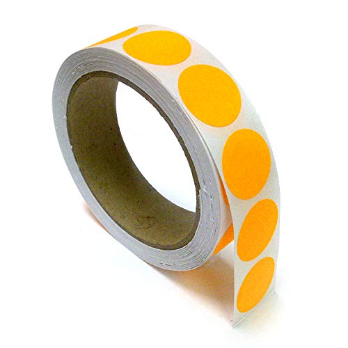 Blank Color Coding Stickers, Writable Surface 500 Permanent Labels per Roll (Orange Fluorescent, 1" Circle)