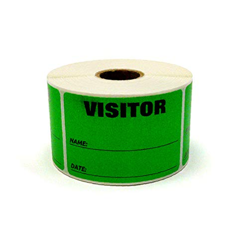 3 x 2 Fluorescent Color Visitor Labels Pass, 500 Per Roll (Green)