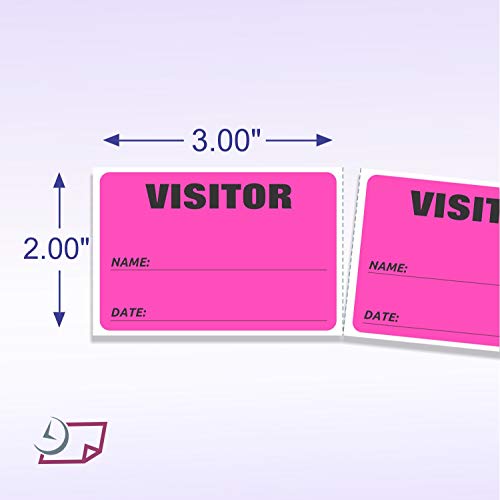 3 x 2 Fluorescent Color Visitor Labels Pass, 500 Per Roll (Pink)