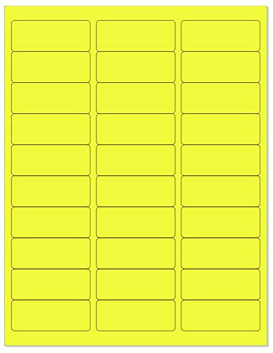 8-1/2 x 11" Neon Color High Light Fluorescent Labels for Laser & Inkjet Printer. Yellow Fluorescent, 1" x 2-5/8" - 30 Per Page.