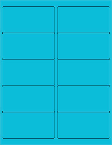 8-1/2 x 11" Neon Color High Light Fluorescent Labels for Laser & Inkjet Printer. Blue Fluorescent, 4 x 2" - 10 Per Page.