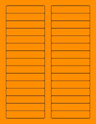 8-1/2 x 11" Neon Color High Light Fluorescent Labels for Laser & Inkjet Printer. Orange Fluorescent, 2/3" x 3-7/16" - 30 Per Page.
