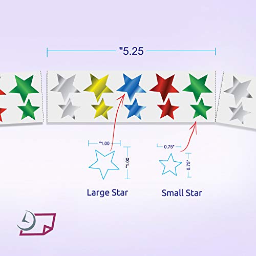 Metallic Foil Star Stickers, Assorted Sizes, ¾ and 1 - 450 Labels per Roll with perf on roll After Every 10 Labels (Assorted Colors)