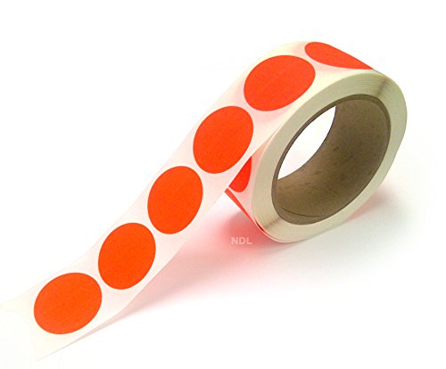 Blank Color Coding Stickers, Writable Surface 500 Permanent Labels per Roll (Red Fluorescent, 1.5" Circle)