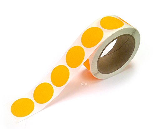 Blank Color Coding Stickers, Writable Surface 500 Permanent Labels per Roll (Orange Fluorescent, 1.5" Circle)