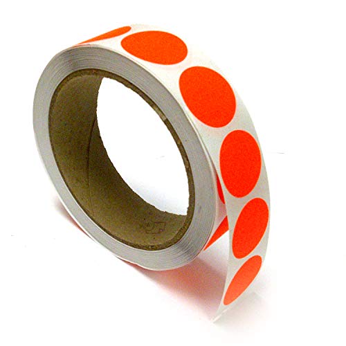 Blank Color Coding Stickers, Writable Surface 500 Permanent Labels per Roll (Red Fluorescent, 1" Circle)