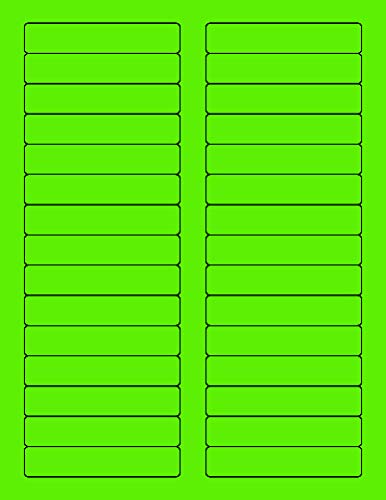 8-1/2 x 11" Neon Color High Light Fluorescent Labels for Laser & Inkjet Printer. Green Fluorescent, 2/3" x 3-7/16" - 30 Per Page.