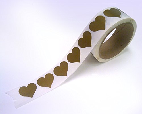 (1-1/4 Heart Shape Gold - 500) Scratch Off Labels Stickers, Designed to Create Your own Scratch-Off Cards, Raffles, Promotions, Wedding, Fun, Games etc.
