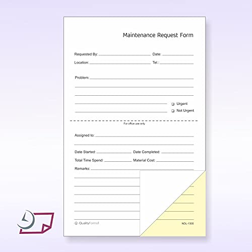 NCR Carbonless Maintenance Request Forms (2 Part, 100 Sets) - Apple Forms