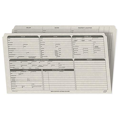 Real Estate Listing Folder Right Panel List, Pre-Printed on Durable Card Stock with Closing Checklist and Color-Coded Dots for Organizing (Gray, Legal Size - Pack of 25)