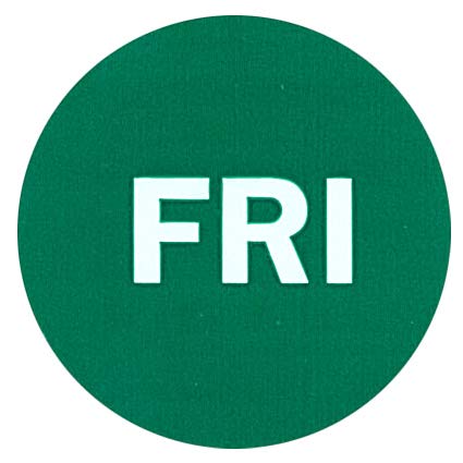 2" Round Green, Self-Adhesive Labels, Day of The Week Color Coding Labels, 500 Per Roll (Fri)