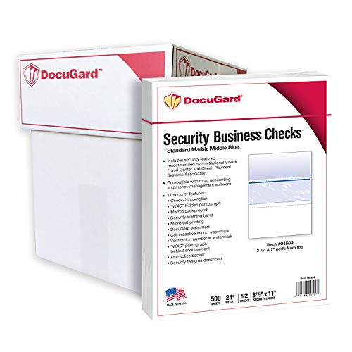 DocuGard Standard Blue Marble Middle Check, 24 lb, 8.5 x 11 Inches, 2500 Sheets (04509C)