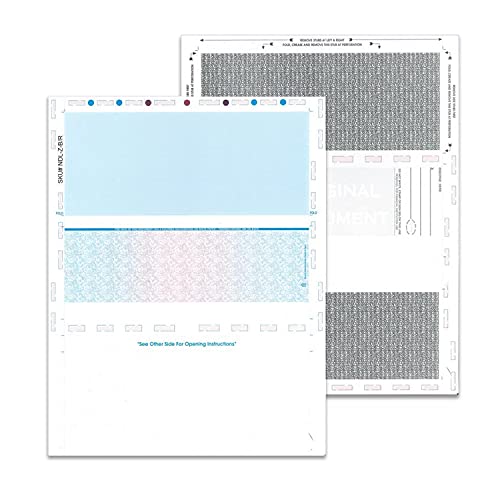 Pressure Seal Self Mailer Checks, Blue/Red, Z Fold