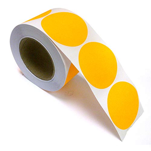 Blank Color Coding Stickers, Writable Surface 500 Permanent Labels per Roll (Orange Fluorescent, 2" Circle)