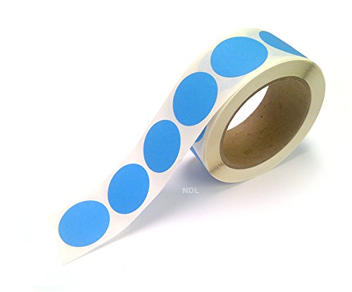 Blank Color Coding Stickers, Writable Surface 500 Permanent Labels per Roll (Blue Fluorescent, 1.5" Circle)