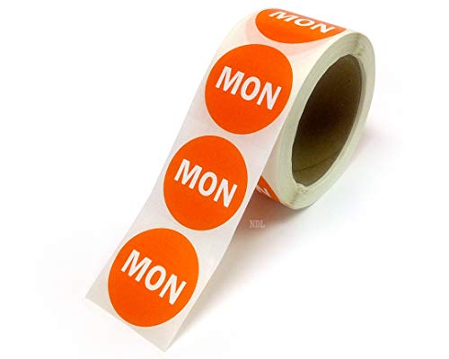 2" Round Orange Day of The Week Color Coding Self-Adhesive Labels, 500 per Roll (Mon)