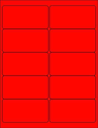 8-1/2 x 11" Neon Color High Light Fluorescent Labels for Laser & Inkjet Printer. RED Fluorescent, 4 x 2" - 10 Per Page.