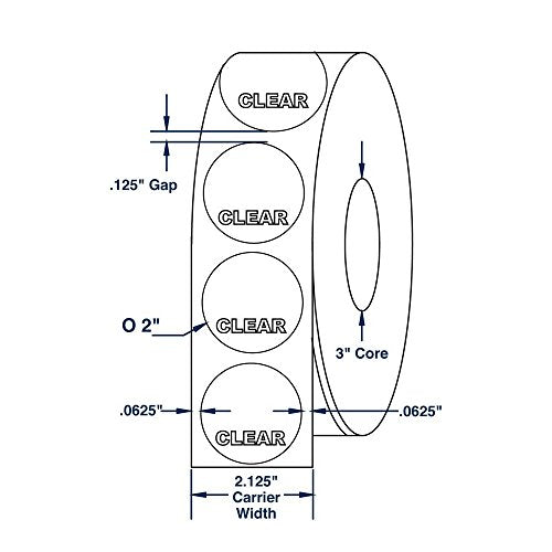 2" x 2" Translucent Wafer Tab Seals 7500 Labels per Roll (3 Rolls per Carton)