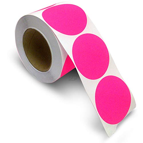 Blank Color Coding Stickers, Writable Surface 500 Permanent Labels per Roll (Pink Fluorescent, 3" Circle)