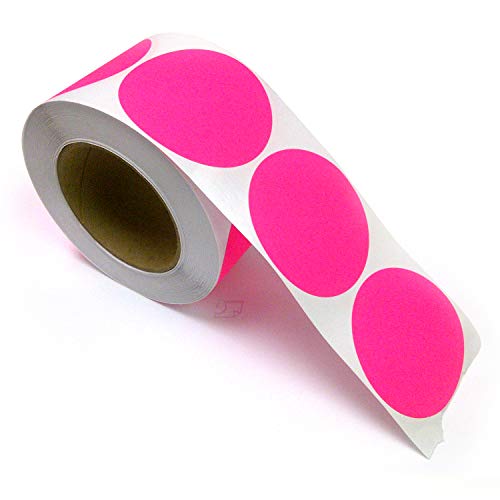 Blank Color Coding Stickers, Writable Surface 500 Permanent Labels per Roll (Pink Fluorescent, 2" Circle)
