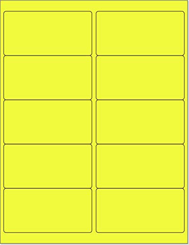 8-1/2 x 11" Neon Color High Light Fluorescent Labels for Laser & Inkjet Printer. Yellow Fluorescent, 4 x 2" - 10 Per Page.