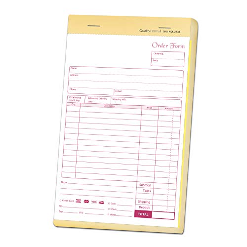 NCR Carbonless Order Forms, Bound Wraparound Cover, 50 Sets per Book. (5-1/2 x 8-1/2" - 2 Part)