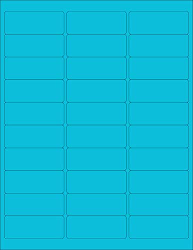 8-1/2 x 11" Neon Color High Light Fluorescent Labels for Laser & Inkjet Printer. Blue Fluorescent, 1" x 2-5/8" - 30 Per Page.