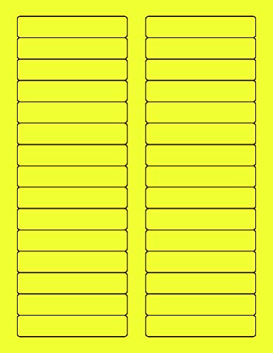 8-1/2 x 11" Neon Color High Light Fluorescent Labels for Laser & Inkjet Printer. Yellow Fluorescent, 2/3" x 3-7/16" - 30 Per Page.